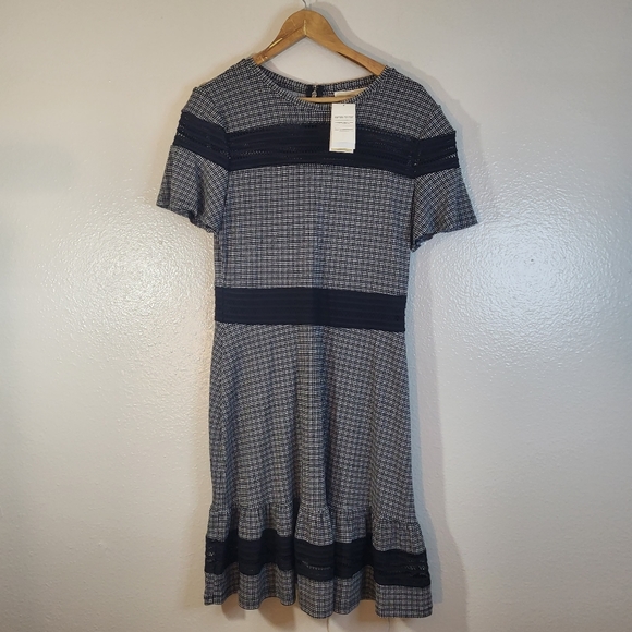 ❤️ MICHAEL Michael Kors Checkered Mesh And Ruffle Dress - Picture 3 of 8